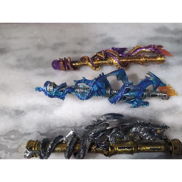 The Hamilton Collection Wands Of Wonder, Lot Of 4, Magical Dragon Wands, Flaw - Picture 4 of 10